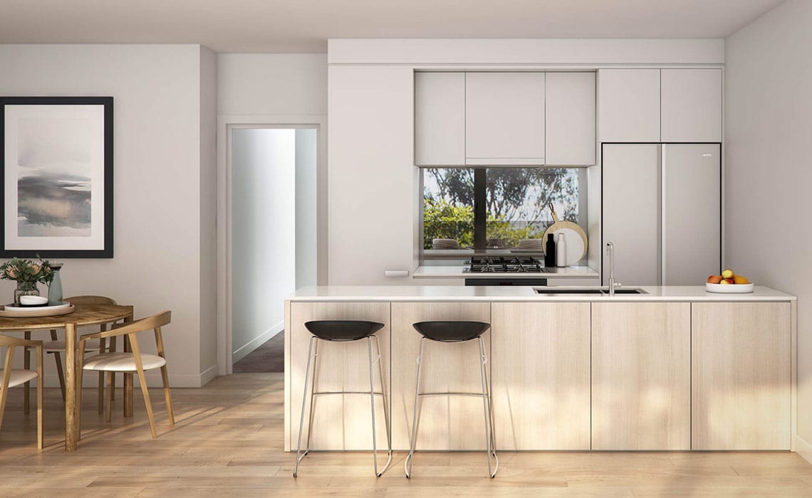 Kitchen area shot of our specialist disability accommodation in Blacktown, The Evoke, NSW