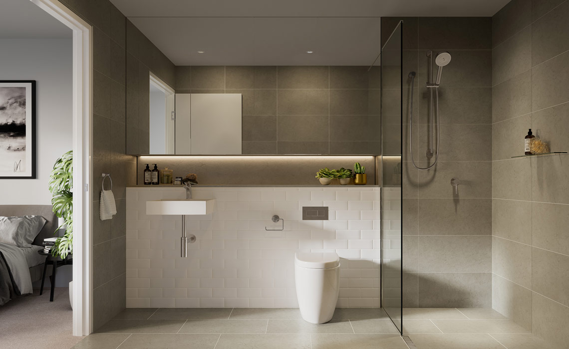 Bathroom area shot of our specialist disability accommodation in Kogarah, The George, NSW