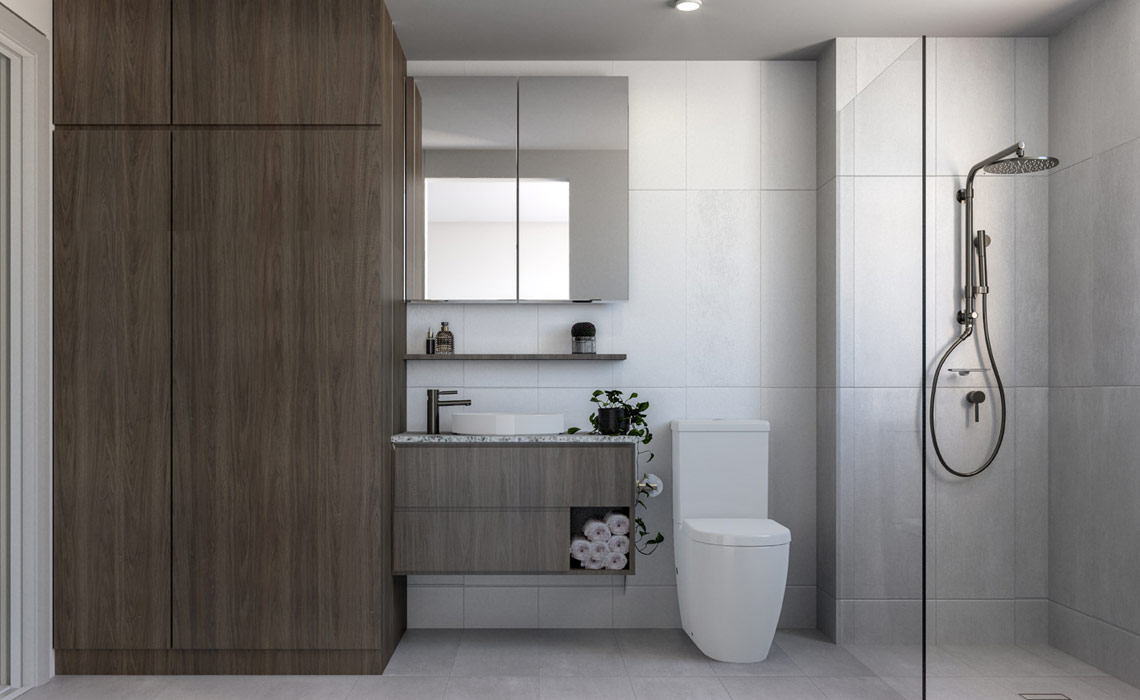 Bathroom shot of our specialist disability accommodation in Moonee Ponds, Central 35, Victoria