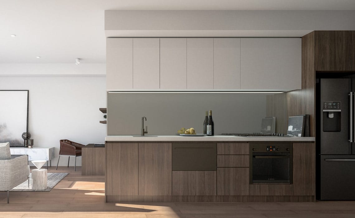 Kitchen area shot of our specialist disability accommodation in Moonee Ponds, Central 35, Victoria