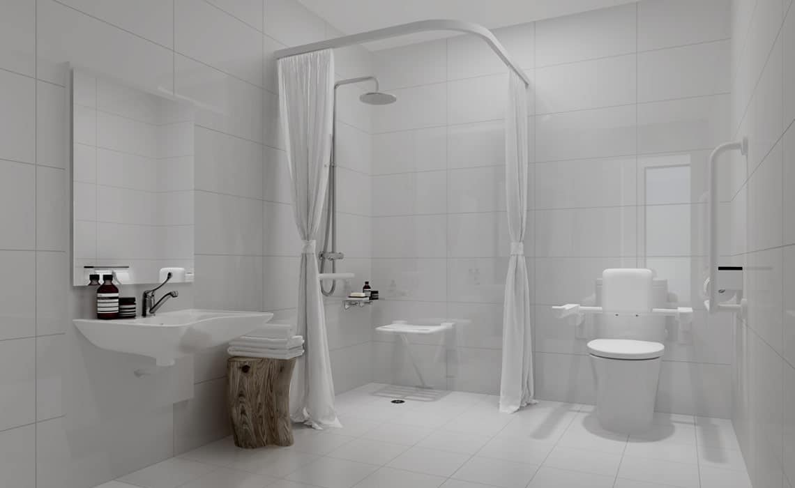Bathroom shot of our specialist disability accommodation in Sans Souci, The Palais, NSW