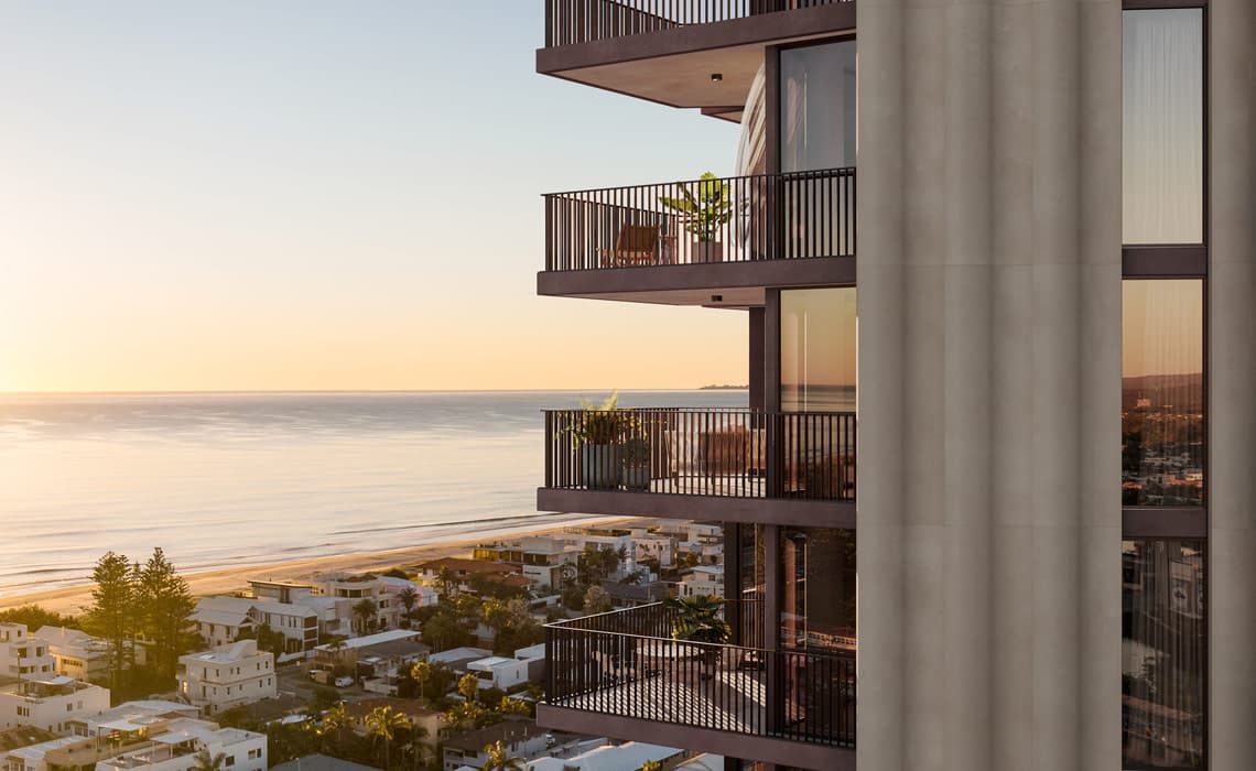 Balcony shot of our specialist disability housing in Mermaid Beach, The Yves, QLD